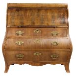 A continental cylinder bureau second half 18th century, having a rectangular top above the roll