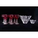 (lot of 2) Pair of graduated Orrefors crystal bowls, each with a wide scallop rim, tapering to a