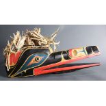 A Pacific Northwest Native American Indian Raven ceremonial dance mask, polychrome decorated with