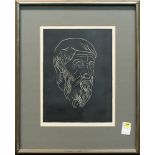 (lot of 2) Beniamino Bufano (Italian/American, 1898-1970), Roman Man, linocut print, pencil signed