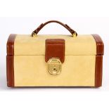 Leather, metal travel jewelry case The suede and leather beige and brown jewelry case, measures
