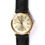 Movado 18k yellow gold Kingmatic wristwatch Dial: satin, silvered, applied gold baton hour