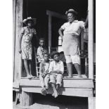 Marion Post Walcott (American, 1910-1990) "People on Porch Steps," gelatin silver print, pencil