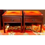 (lot of 2) A Pair of Chinese low tables, each with one drawer, 22"w x 22"l x 22"h
