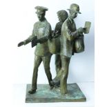 Three Figures, 1980, bronze sculpture, signed indistinctly and dated lower right, 20th century,