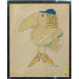 "Blue Bird," 1971, watercolor on paper, signed "Peter Mork" and dated lower right, overall (with