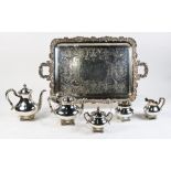 (lot of 6) Reed & Barton Regent silver plate five piece tea service, together with a vintage
