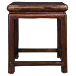 A Chinese mixed wood side table, size 17.5"w x 18"l x 21"h