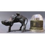 (lot of 2) Japanese/Chinese bronze censer,19th century, of water buffalo shape; together with a