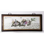 A Chinese porcelain plaque, depicting "eight immortals cross the sea" legend, inscribed zhushan,