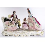 Dresden crinoline porcelain group, depicting a court scene with children, 7.5"h