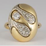 Diamond, 14k yellow gold ring Featuring (1) full-cut diamond, weighing approximately 0.15 ct.,