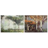 (lot of 2) Karl Schmidt (American, 1890-1962), Untitleds (Landscapes), 1915, oils on canvas/panel,