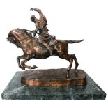 Evgeni Alexandrovich Lanceray (Russian, 1848-1886), Arab on Horseback, bronze sculpture on marble