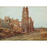 Lorenzo Palmer Latimer (American, 1857-1941), "Ruins of Grace Church," 1906, watercolor, signed,