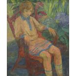 Follower of Erich Heckel (German, 1883-1970), Fauvist Girl in a Chair, 1935, oil on canvas, bears