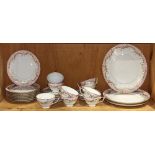 One shelf with a Bavarian Royal Tetau Elegance Rose china service comprising 3 dinner plates, 8
