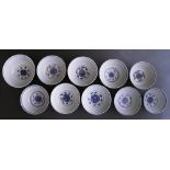 (lot of 10) A group of ten Chinese blue and white porcelain bowls, of various sizes, each bearing