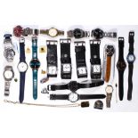 Collections of watches and jewelry Including 1) Omega Deville off-white dial, two tone, steel