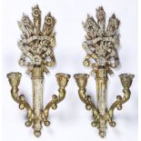 (lot of 4) Neoclassical style candlestick wall sconces, (2) having mirrors
