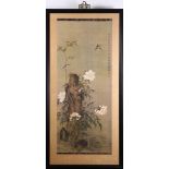 A Chinese bird and flower print, in the manner of Shen Quan(1682-1760), framed and glazed, frame