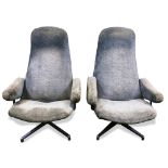 A pair of Alf Svensson for Dux high back swivel chairs, Sweden, 1960s, having sage upholstery