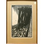 Richard V. Correll (American, 1904-1990), "Low Tide," 1974, woodblock print, pencil signed and dated