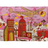 Roy DeForest (American, 1930-2007), "The Story of Flight II," serigraph, pencil signed upper
