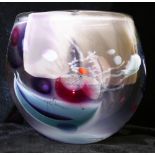 Herb Babcock art glass vase, having bulbous form, signed on underside, 6.5"h