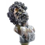Classical style patinated bust of a Bacchanalian figure, 11"h