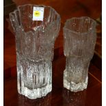 (lot of 2) Danish Modern art glass vases, each signed Tapio Wirkkala, one numbered #3429, and one