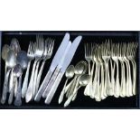 Assorted silverplate flatware group; makers include International, Sambonet, and Reed and Barton
