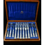 (lot of 24) A Mappin and Webb Kings pattern EP fish service: (12) fish forks and (12) fish knives,