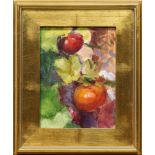 Hilary Miles (American, 20th century), "Richard's Tomatoes," oil on canvas board, unsigned,