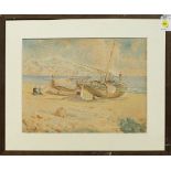 Fausto Pratella (Italian, 1888-1964), Fishermen at Naples, watercolor, signed lower left, overall (