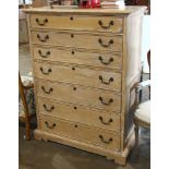 French Provincial style chest, having a rectangular top above seven drawers, 53.5"h x 39.5"w x 20"d