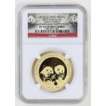 China Panda Gold Medal official mint medal 2014 China 1 oz gold Panda, Smithsonian Institution,