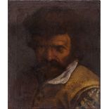 After Caravaggio (Italian, 1571-1610), Portrait of a Gentleman, oil on canvas, unsigned, 17th