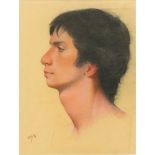 Aaron Shikler (American, 1922-2015), "Profile of a Young Man," 1976, pastel on paper, initialed