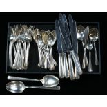(lot of 45) A Towle Aristocrat sterling partial flatware service: (8) dinner forks 7.5"l; (8) dinner