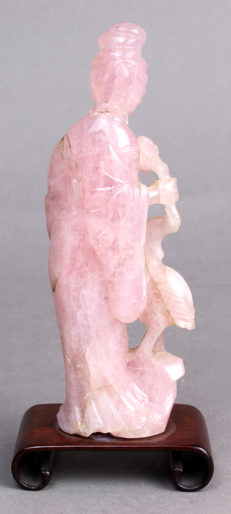 (Lot of 3) Three Chinese hardstone carvings, a pair of rose quartz figures of lady and bird, - Image 15 of 17