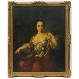 French School (18th/19th century), Portrait of a Woman with Flower Draping, oil on canvas,