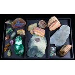 (lot of approx. 20) Specimen group, including malachite, geodes, etc., largest: 7"l