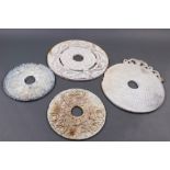 (Lot of 4) A group of four Chinese archaistic Bi-discs, large one size: 12"dia