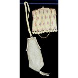 (lot of 2) Art Deco metallic mesh ladies' purses: the first, a Louis Stern (L.S.) pendant purse with
