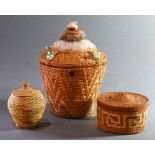 (lot of 3) A grouping of Pacific Northwest American Indian baskets, consisting of a lidded
