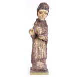 Continental carved and polychrome decorated Santos figure, possibly Romanesque, depicting Christ
