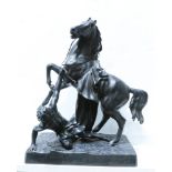 The Bucking Horse, bronze sculpture, signed in cyrillic lower right, 20th century, overall: 16.75"