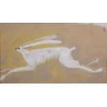 American School (20th century), White Hare, acrylic on paper, signed indistinctly lower right,
