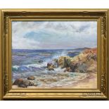 Joseph Bennett (American, 1889-1969), Crashing Waves, oil on canvas board, signed lower right,